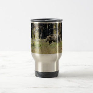 Grizzly Bear in Field at Yellowstone National Park Travel Mug