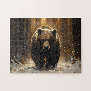 Grizzly Bear in the Forest Painting Jigsaw Puzzle