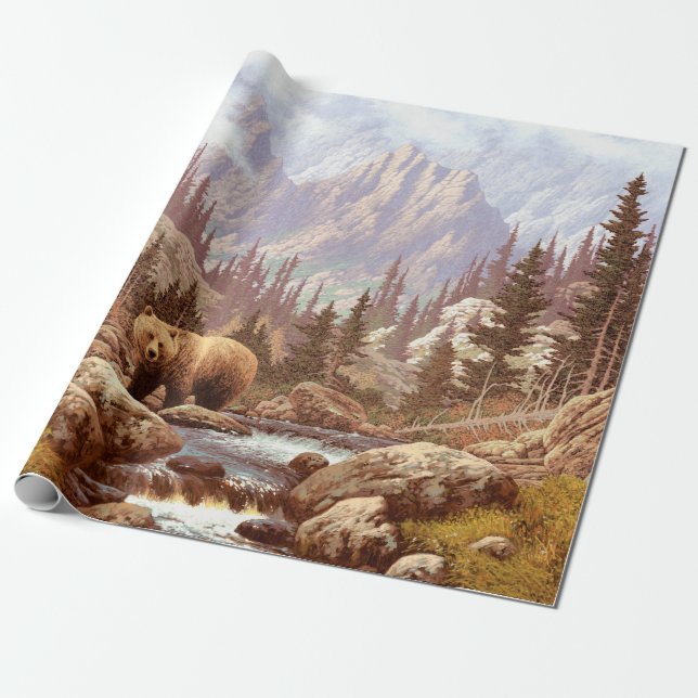 Grizzly Bear in the Rocky Mountains / AF-006bear,g Wrapping Paper (Unrolled)