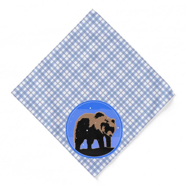 Grizzly Bear in Winter  - Original Wildlife Art Bandana (Front)