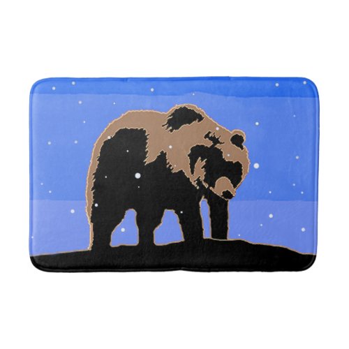 Grizzly Bear in Winter  _ Original Wildlife Art Bathroom Mat