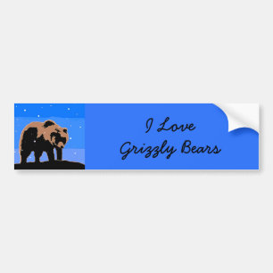 Grizzly Bear in Winter  - Original Wildlife Art Bumper Sticker