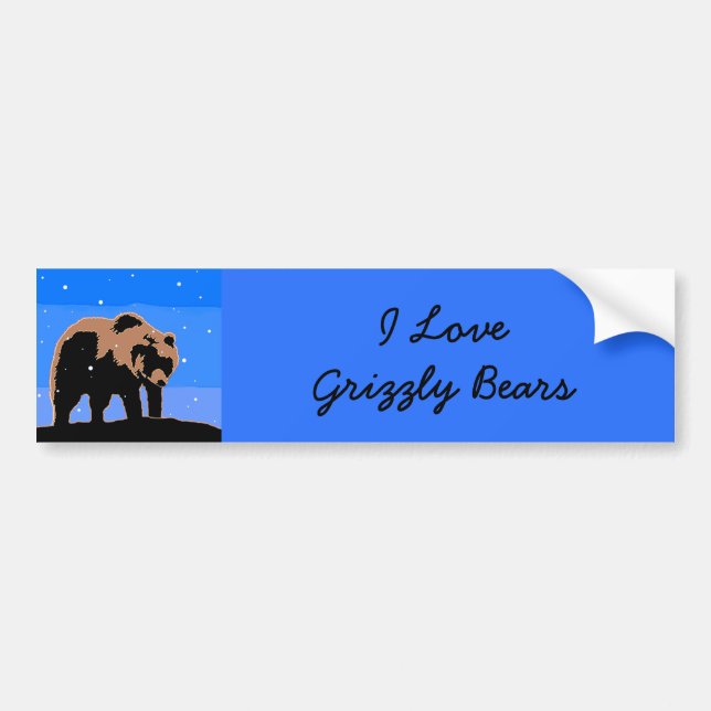 Grizzly Bear in Winter  - Original Wildlife Art Bumper Sticker (Front)