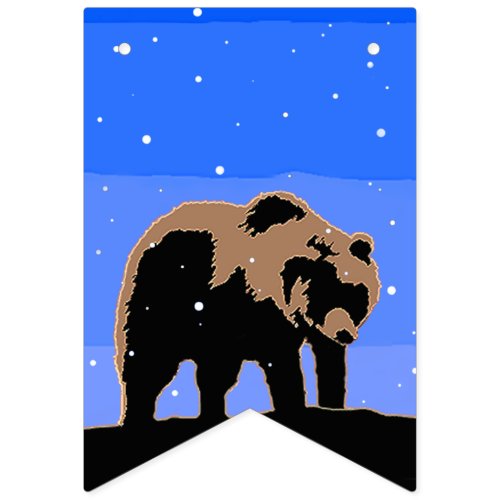 Grizzly Bear in Winter  _ Original Wildlife Art Bunting Flags