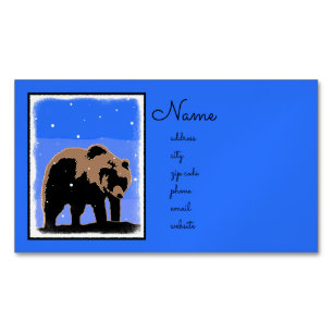 Grizzly Bear in Winter  - Original Wildlife Art Business Card Magnet