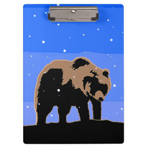 Grizzly Bear in Winter  - Original Wildlife Art Clipboard