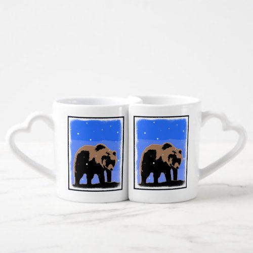 Grizzly Bear in Winter  _ Original Wildlife Art Coffee Mug Set