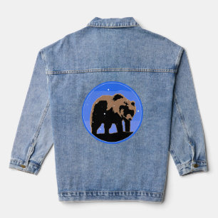 Grizzly Bear in Winter - Original Wildlife Art Denim Jacket