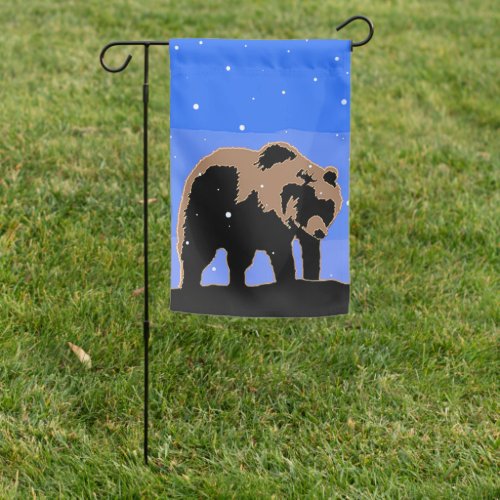 Grizzly Bear in Winter  _ Original Wildlife Art Garden Flag