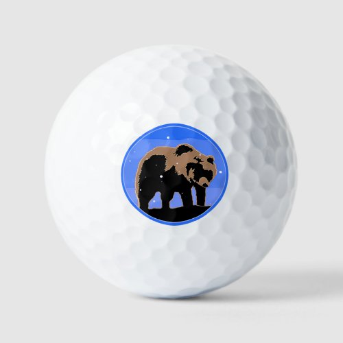 Grizzly Bear in Winter  _ Original Wildlife Art Golf Balls