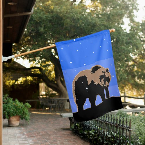 Grizzly Bear in Winter  _ Original Wildlife Art House Flag