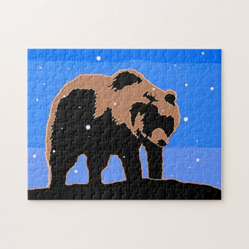 Grizzly Bear in Winter  _ Original Wildlife Art Jigsaw Puzzle