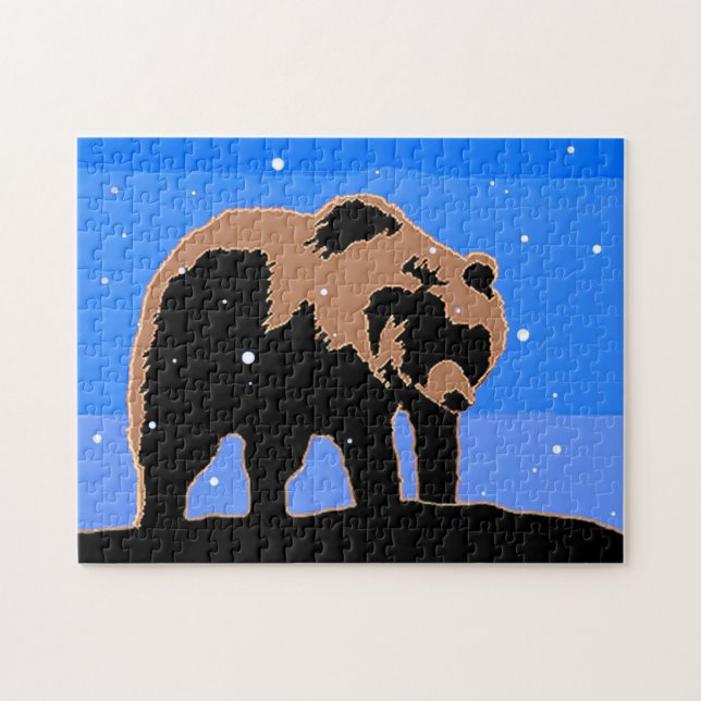 Grizzly Bear in Winter  - Original Wildlife Art Jigsaw Puzzle (Horizontal)