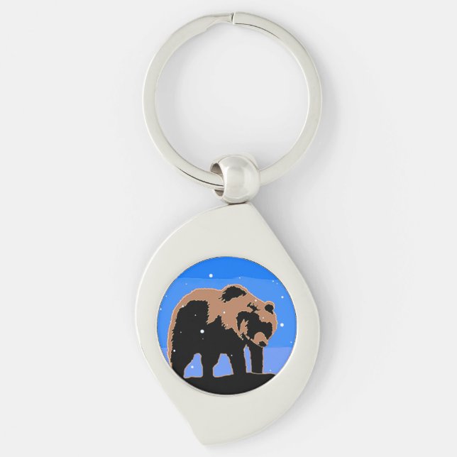 Grizzly Bear in Winter  - Original Wildlife Art Keychain (Front)