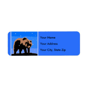 Grizzly Bear in Winter - Original Wildlife Art Label