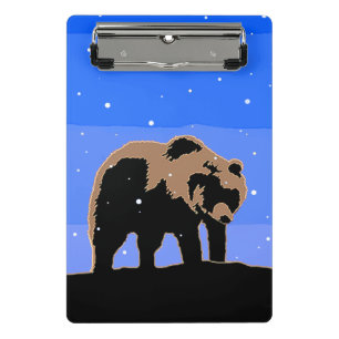 Grizzly Bear in Winter  - Original Wildlife Art Mini Clipboard