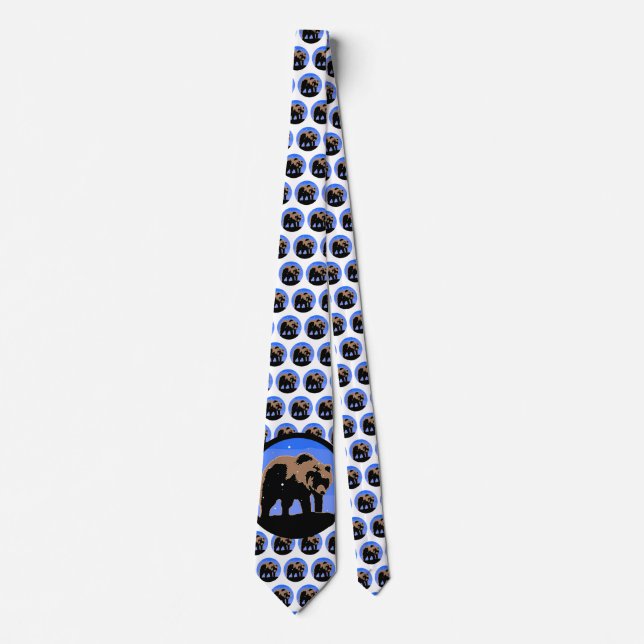 Grizzly Bear in Winter  - Original Wildlife Art Neck Tie (Front)