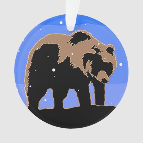 Grizzly Bear in Winter  _ Original Wildlife Art Ornament