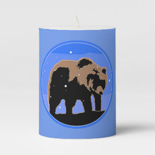 Grizzly Bear in Winter  - Original Wildlife Art Pillar Candle