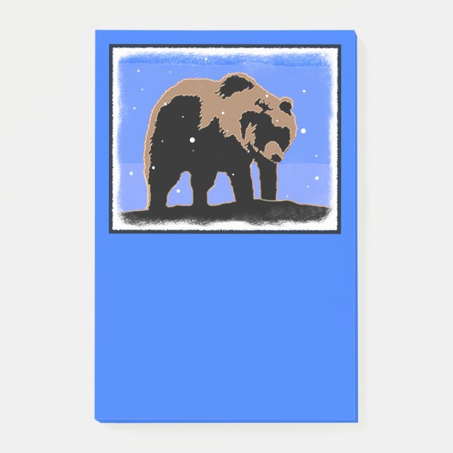 Grizzly Bear in Winter  - Original Wildlife Art Post-it Notes (Front)