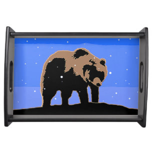Grizzly Bear in Winter - Original Wildlife Art Serving Tray