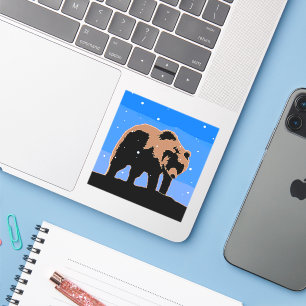 Grizzly Bear in Winter - Original Wildlife Art Sticker