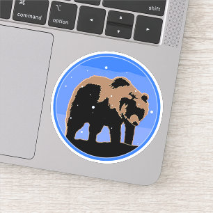 Grizzly Bear in Winter - Original Wildlife Art Sticker