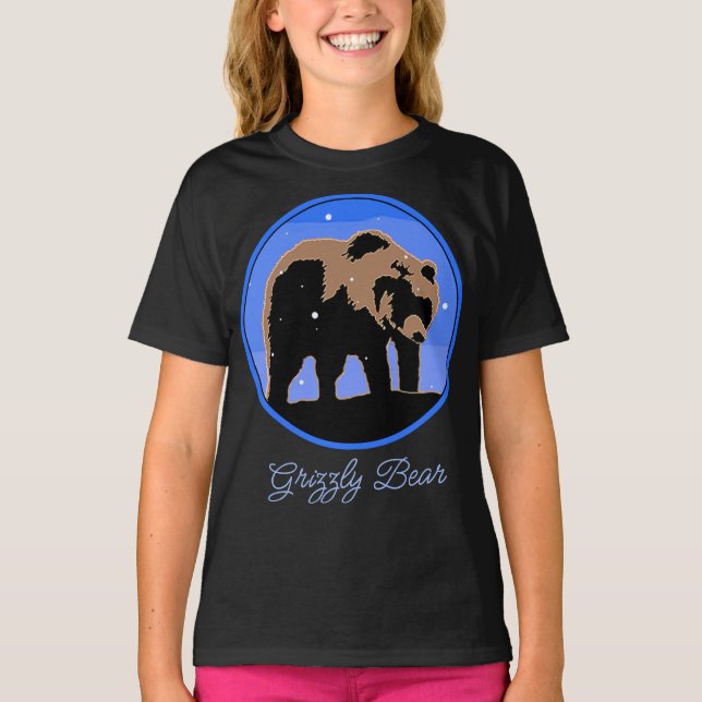 Grizzly Bear in Winter  - Original Wildlife Art T- T-Shirt (Front)