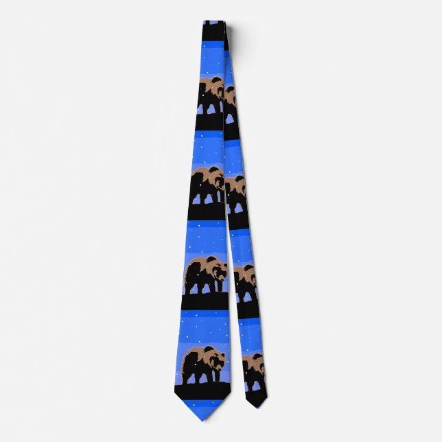 Grizzly Bear in Winter  - Original Wildlife Art Tie (Front)