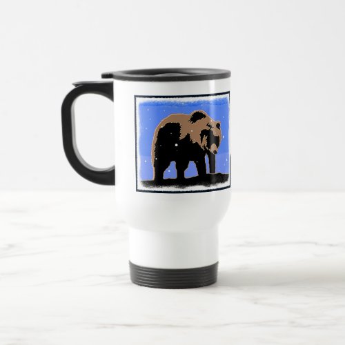 Grizzly Bear in Winter  _ Original Wildlife Art Travel Mug