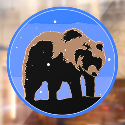 Grizzly Bear in Winter  _ Original Wildlife Art Window Cling
