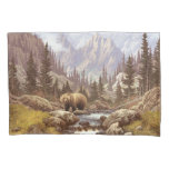 Grizzly Bear Landscape (1 Side) Pillowcase at Zazzle