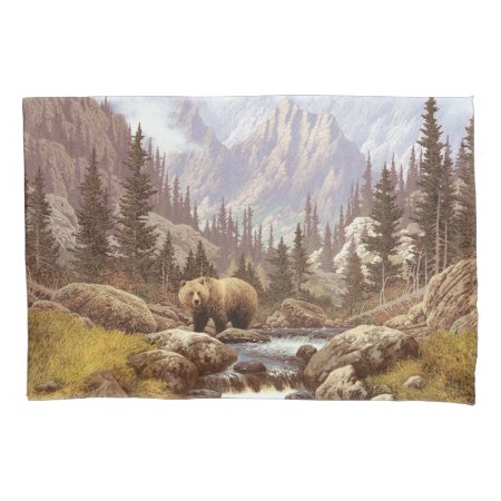 Grizzly Bear Landscape (1 Side) Pillowcase