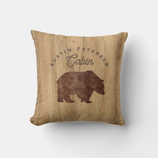 Grizzly Bear Lodge Large Clock Throw Pillow