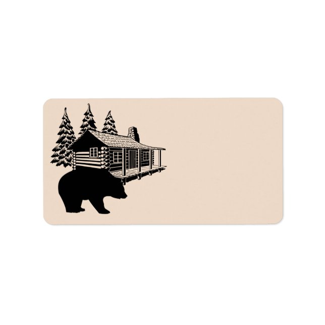 GRIZZLY BEAR LOG CABIN RETURN ADDRESS LABELS (Front)