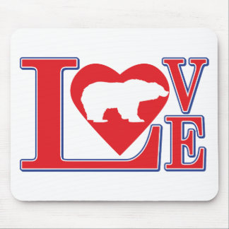 Grizzly Bear Love Heart Mouse Pad