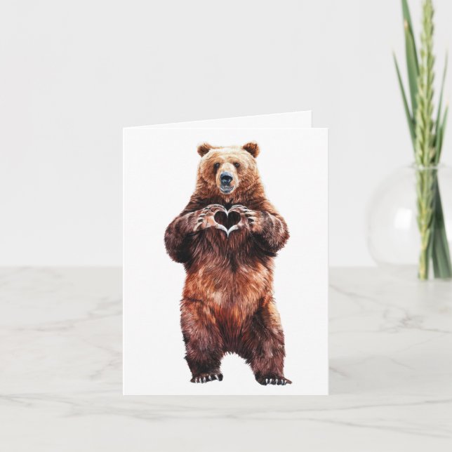 Grizzly Bear love heart with claws  Holiday Card (Front)