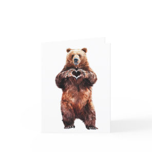 Grizzly Bear love heart with claws  Holiday Card