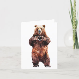 Grizzly Bear love heart with claws Holiday Card