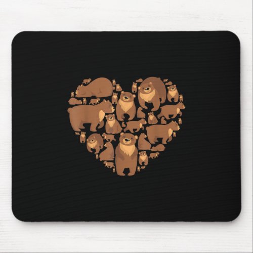 Grizzly Bear Lover Heart Bear Love Camping Hiking Mouse Pad