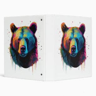 Grizzly Bear Lovers Pop Art Big Grizzly Bear 3 Ring Binder