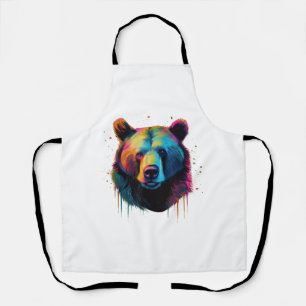 Grizzly Bear Lovers Pop Art Big Grizzly Bear Apron