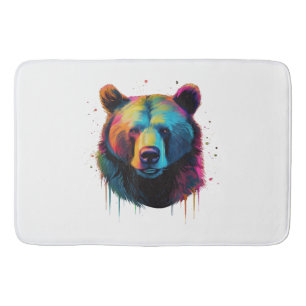 Grizzly Bear Lovers Pop Art Big Grizzly Bear Bath Mat