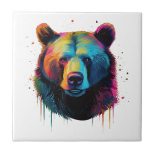Grizzly Bear Lovers Pop Art Big Grizzly Bear Ceramic Tile