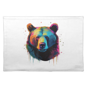 Grizzly Bear Lovers Pop Art Big Grizzly Bear Cloth Placemat