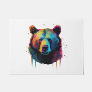 Grizzly Bear Lovers Pop Art Big Grizzly Bear Doormat