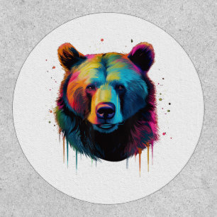 Grizzly Bear Lovers Pop Art Big Grizzly Bear Patch