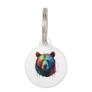 Grizzly Bear Lovers Pop Art Big Grizzly Bear Pet ID Tag