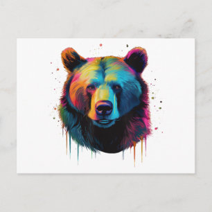 Grizzly Bear Lovers Pop Art Big Grizzly Bear Postcard