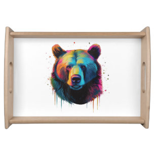 Grizzly Bear Lovers Pop Art Big Grizzly Bear Serving Tray
